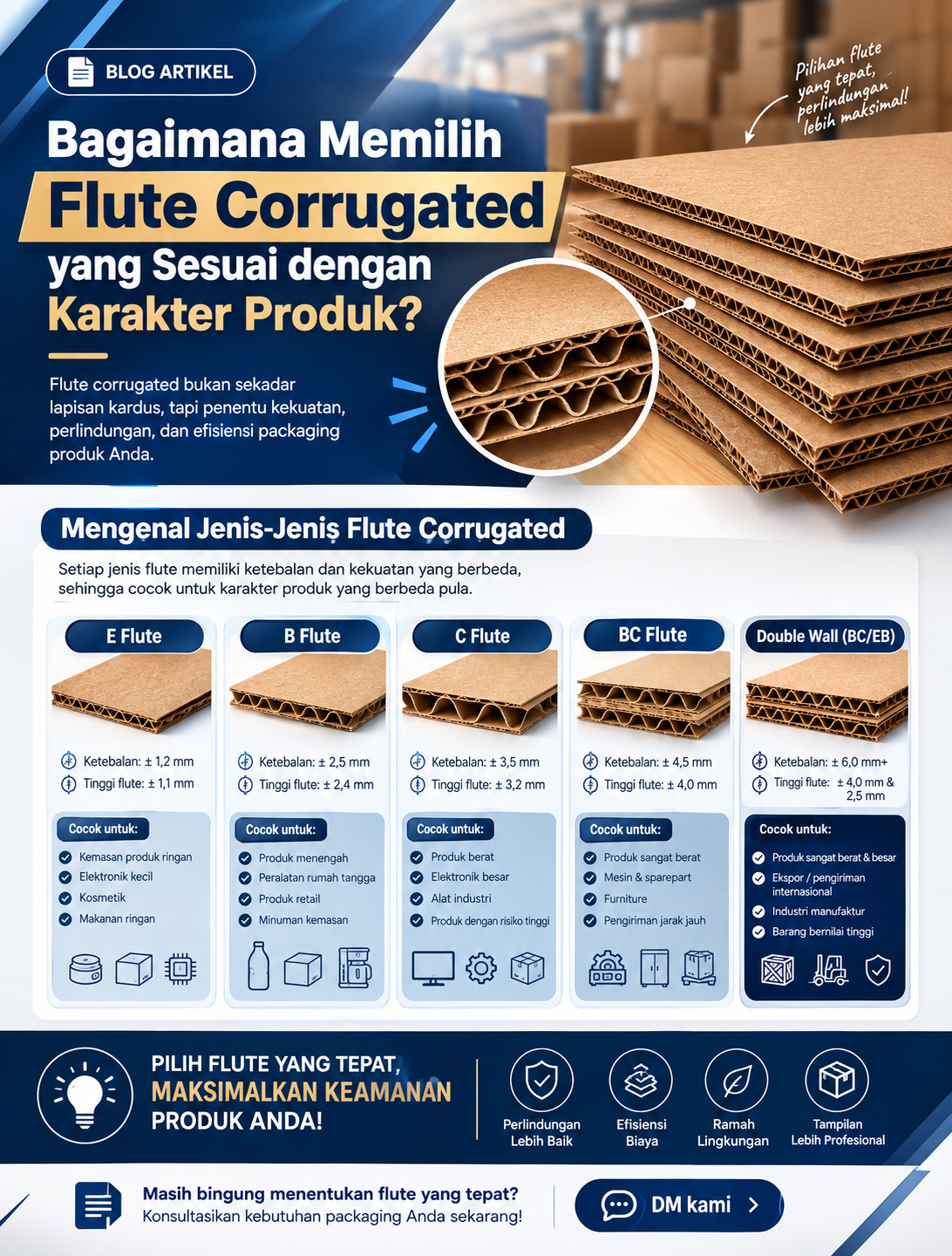 You are currently viewing Bagaimana Memilih Flute Corrugated yang Sesuai dengan Karakter Produk?